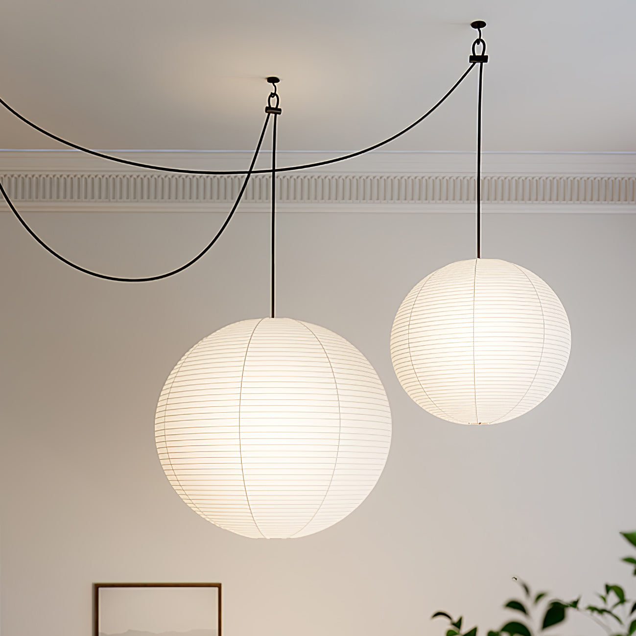 Wabi-Sabi | Pendant Light with Adjustable Height & Metal-Paper Design | Minimalist Hanging Light for Elegant Interiors 2