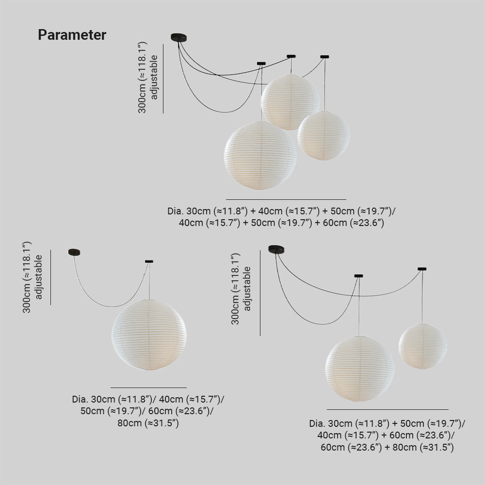 Wabi-Sabi | Pendant Light with Adjustable Height & Metal-Paper Design | Minimalist Hanging Light for Elegant Interiors 3