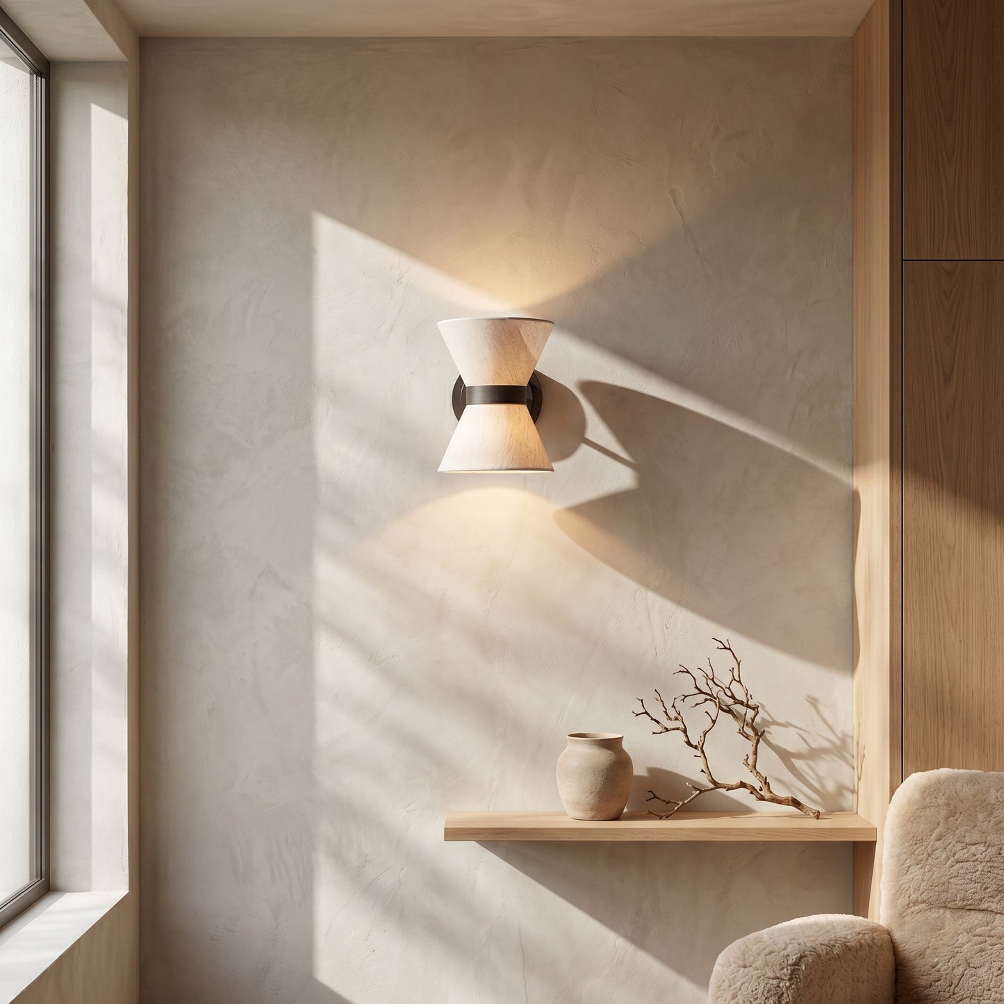 Wabi Sabi Collection | Silk Wall Light Sconce with Asymmetrical Design | Soft Ambient Glow for Tranquil Spaces 3