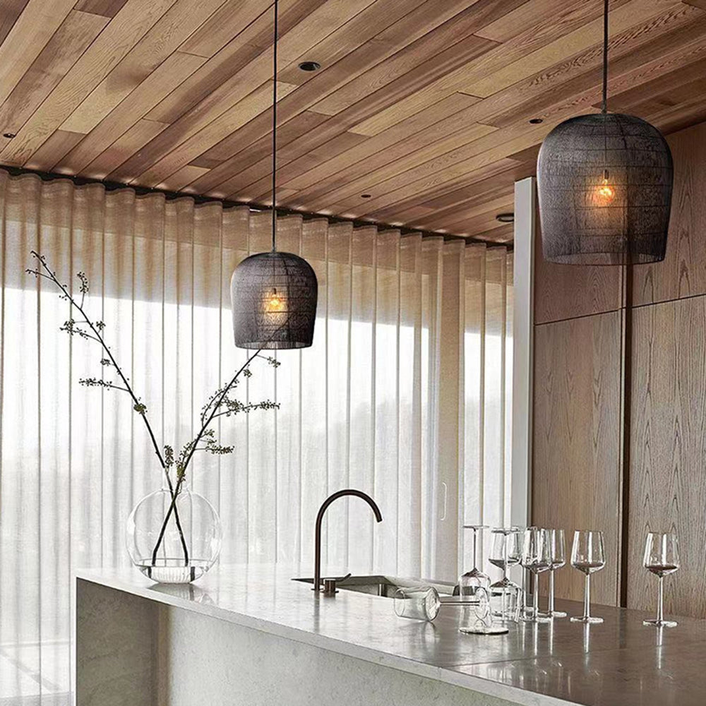 Wabi Sabi | Rattan Pendant Light with Adjustable Chain & Unique Birdcage Design for Natural Elegance 4