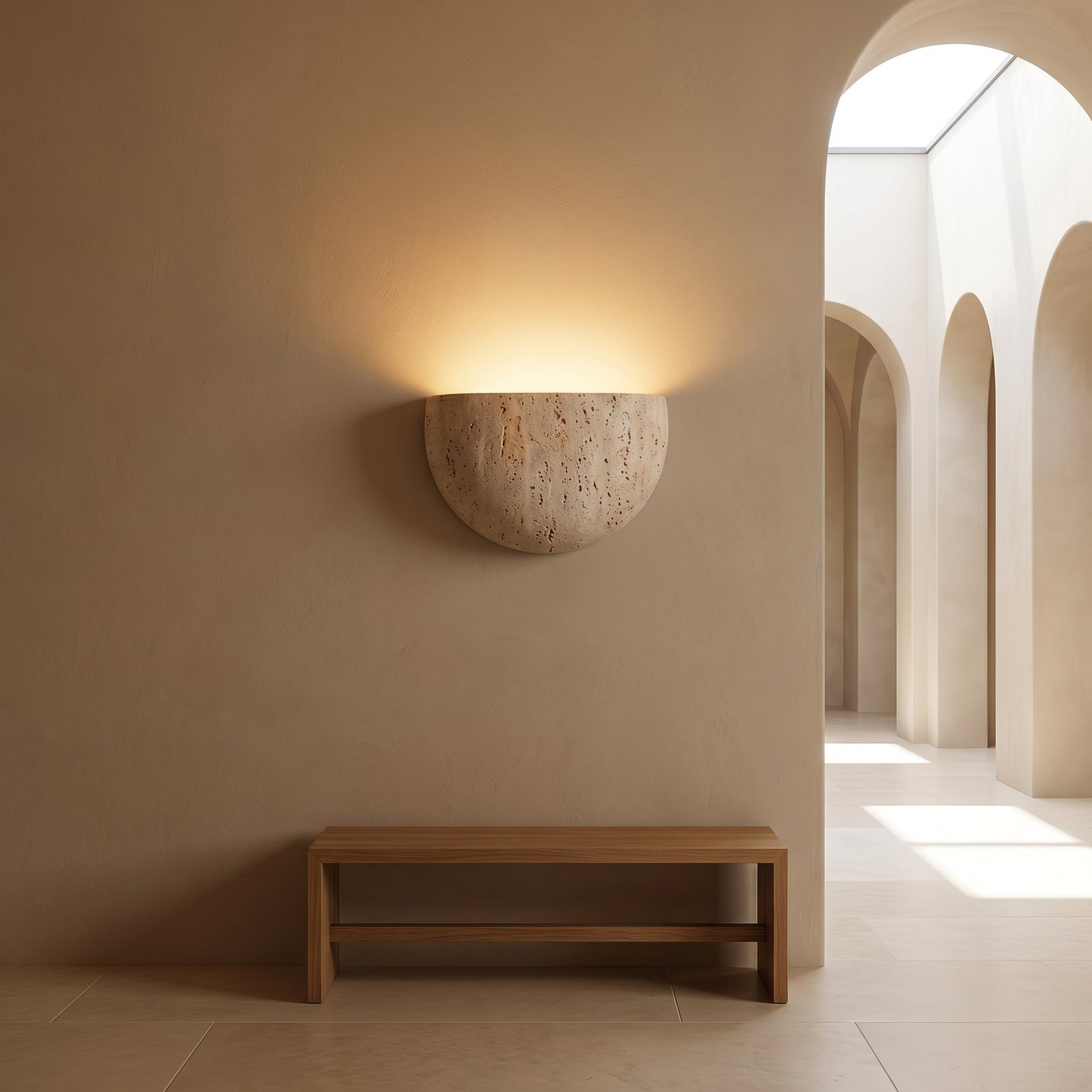 Wabi Sabi | Travertine Wall Lamp with Unique Texture | Soft Warm Light for Calm Atmosphere 1