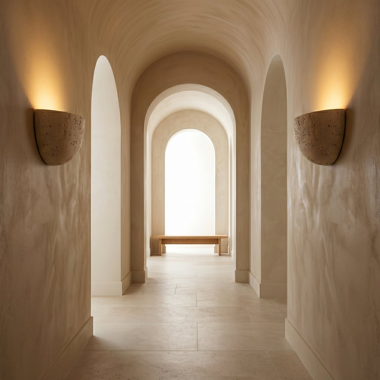 Wabi Sabi | Travertine Wall Lamp with Unique Texture | Soft Warm Light for Calm Atmosphere 2