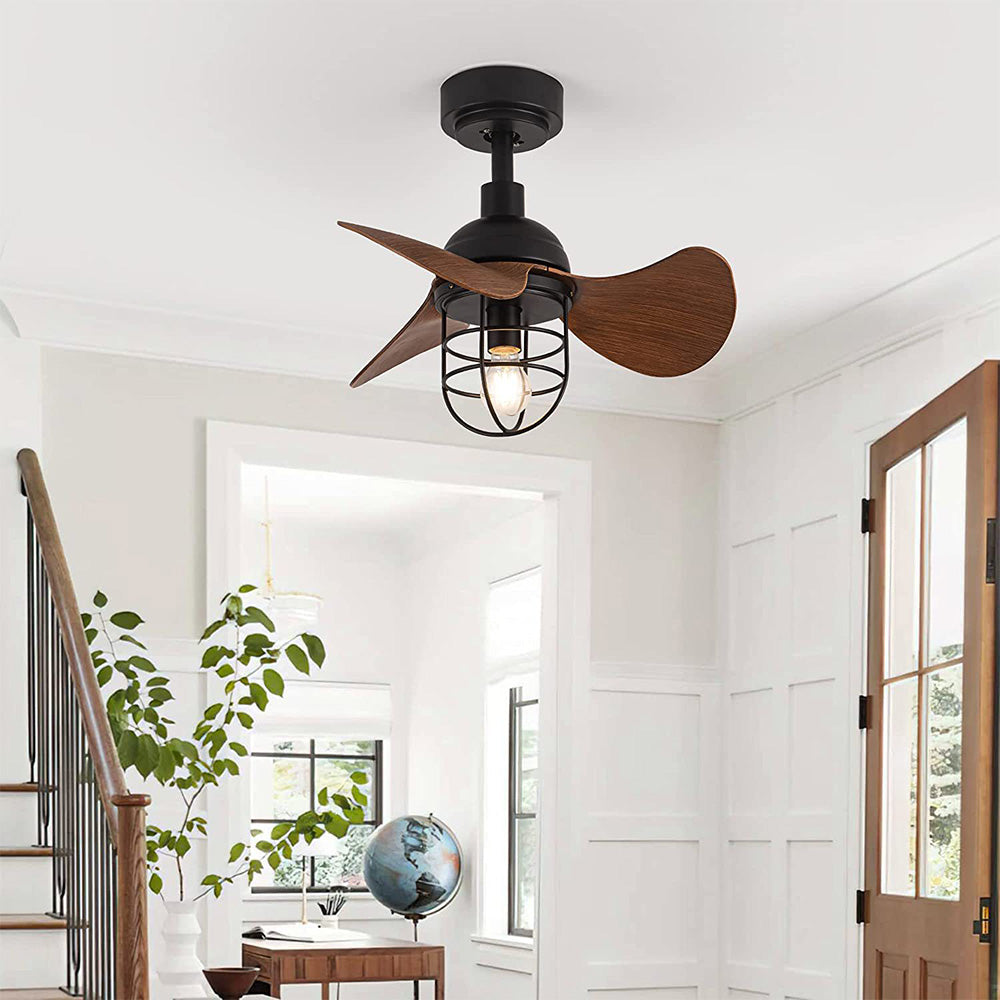 WalnutGlow | Modern Compact Ceiling Fan with Integrated Lighting 0