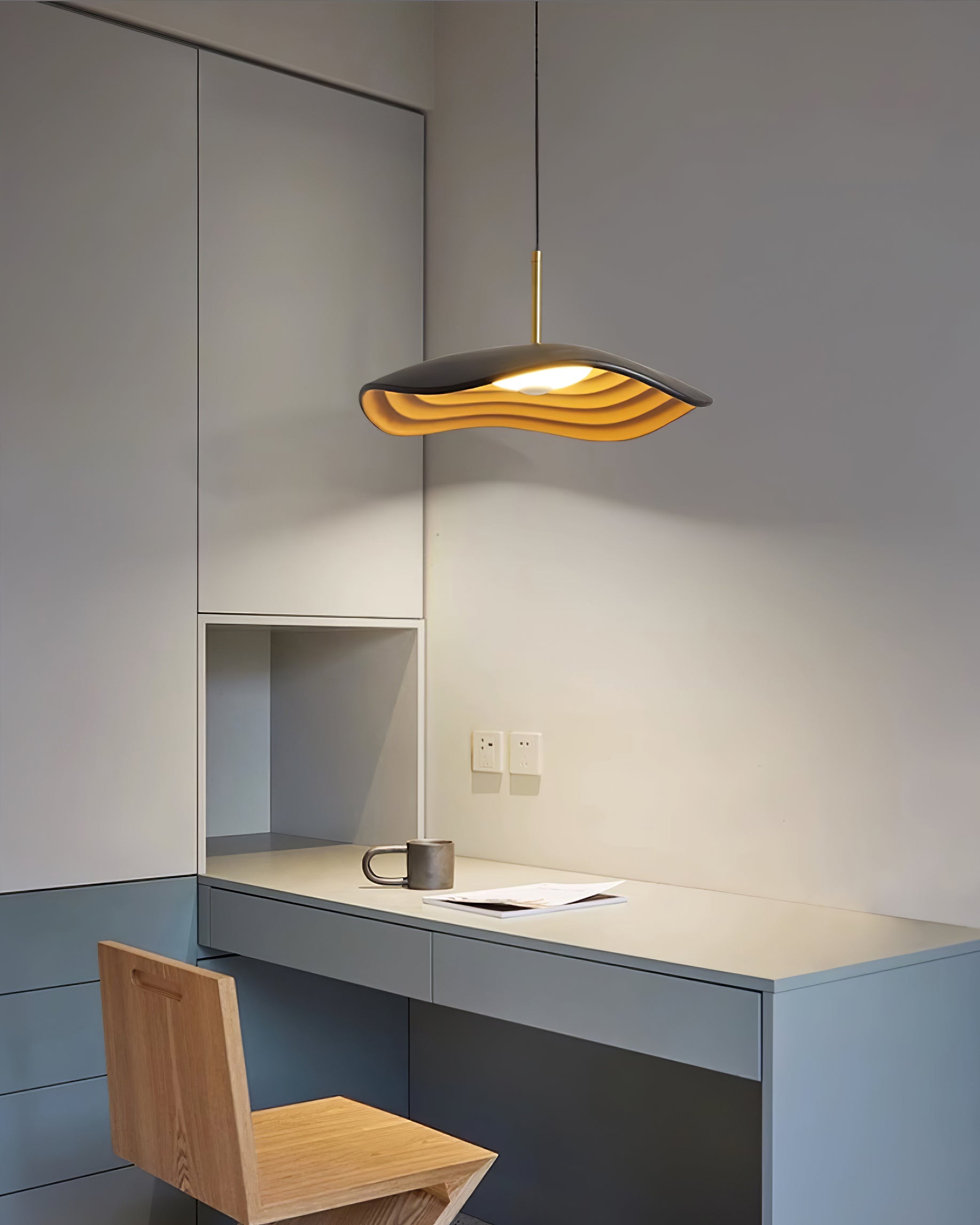Wave Pendant Lighting | Modern Black Pendant Lamp with Dimmable LED | Adjustable Height for Stylish Kitchen Ambiance 5