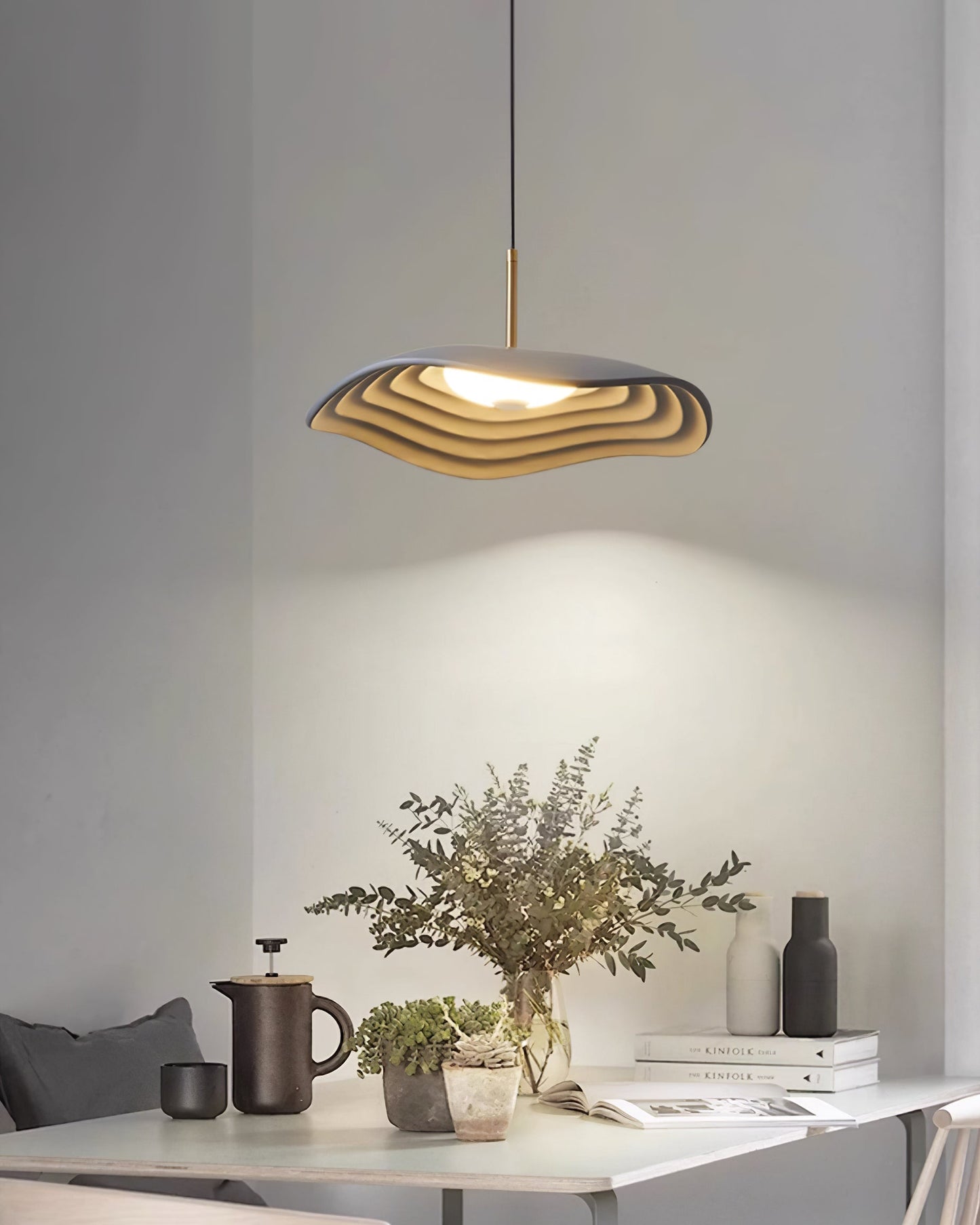 Wave Pendant Lighting | Modern Black Pendant Lamp with Dimmable LED | Adjustable Height for Stylish Kitchen Ambiance 7