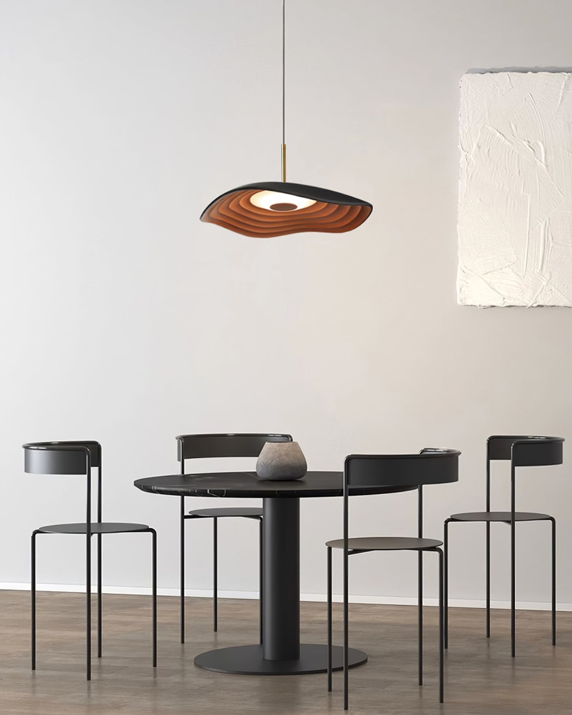 Wave Pendant Lighting | Modern Black Pendant Lamp with Dimmable LED | Adjustable Height for Stylish Kitchen Ambiance 8