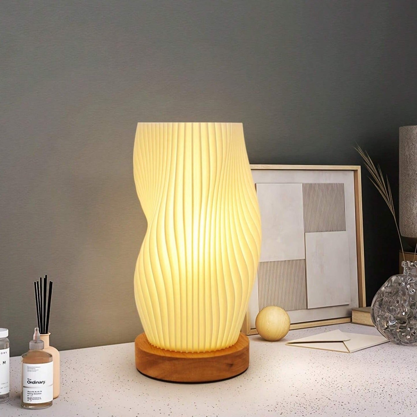 Wavecrest | Dimmable Table Lamp with Chic Design | USB-Powered for Stylish Ambiance 5