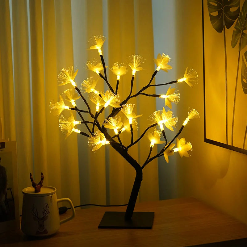 Whimsical Fiber Optic Flower Tree Light with USB & Battery Power | Cozy Ambiance for Home Decor 0