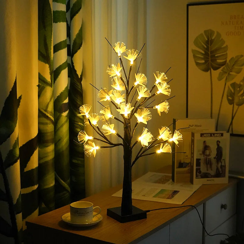 Whimsical Fiber Optic Flower Tree Light with USB & Battery Power | Cozy Ambiance for Home Decor 1
