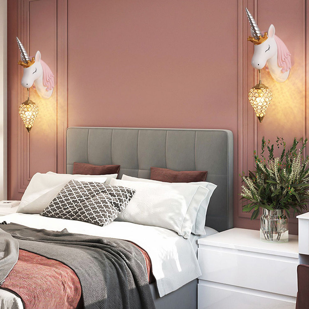 Whimsical Pony Wall Lamp | Eco-Friendly Resin Design with Crystal Shade | Charming Wall Lights Indoor for Imaginative Children's Rooms 2