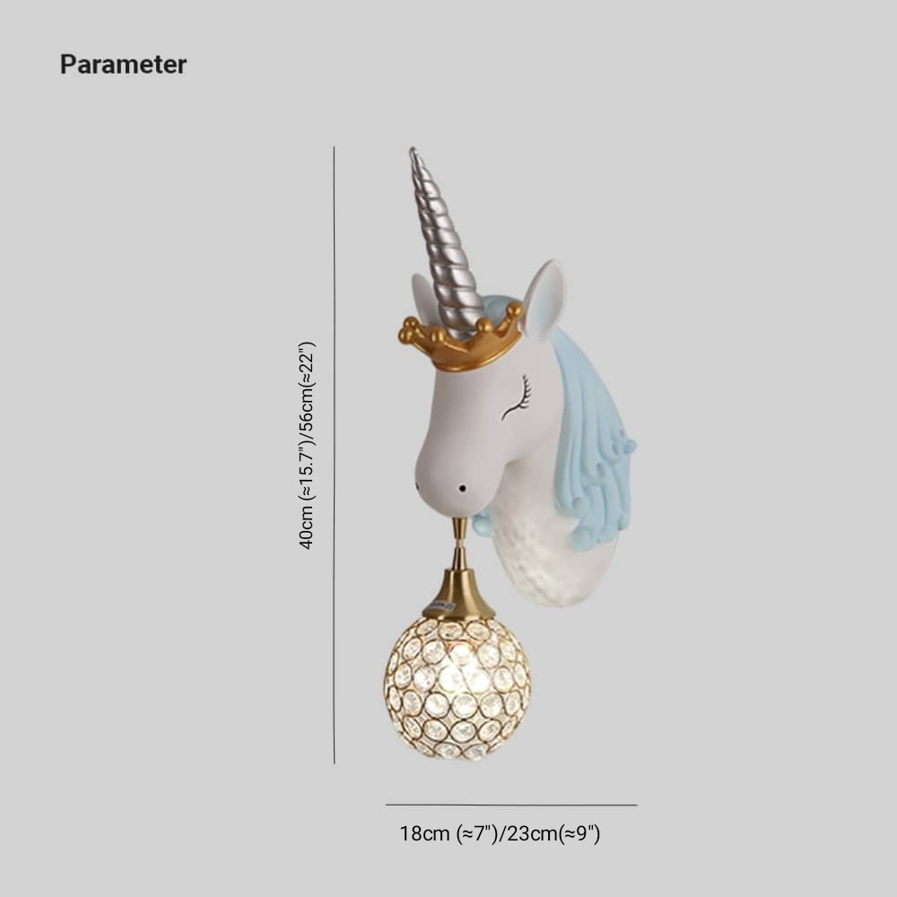 Whimsical Pony Wall Lamp | Eco-Friendly Resin Design with Crystal Shade | Charming Wall Lights Indoor for Imaginative Children's Rooms 4