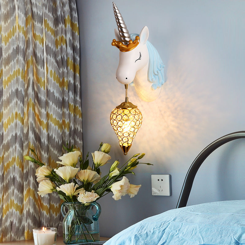 Whimsical Pony Wall Lamp | Eco-Friendly Resin Design with Crystal Shade | Charming Wall Lights Indoor for Imaginative Children's Rooms 5