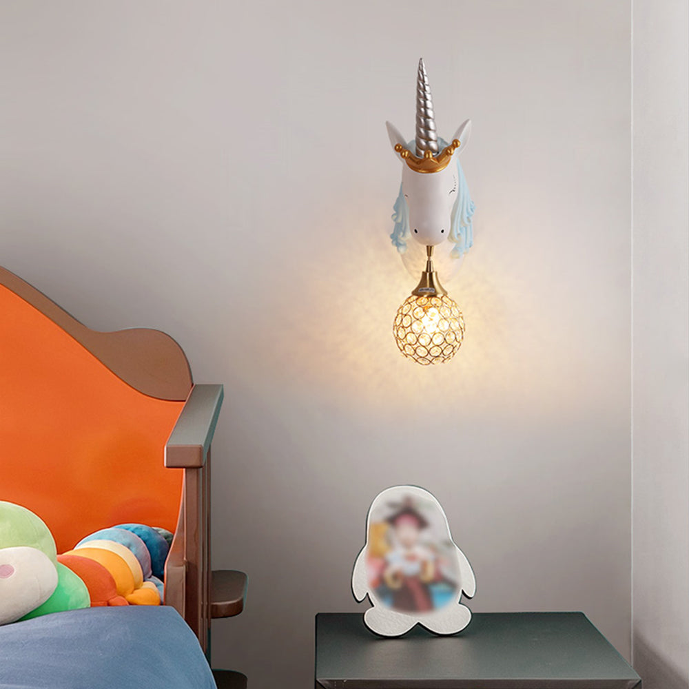 Whimsical Pony Wall Lamp | Eco-Friendly Resin Design with Crystal Shade | Charming Wall Lights Indoor for Imaginative Children's Rooms 6