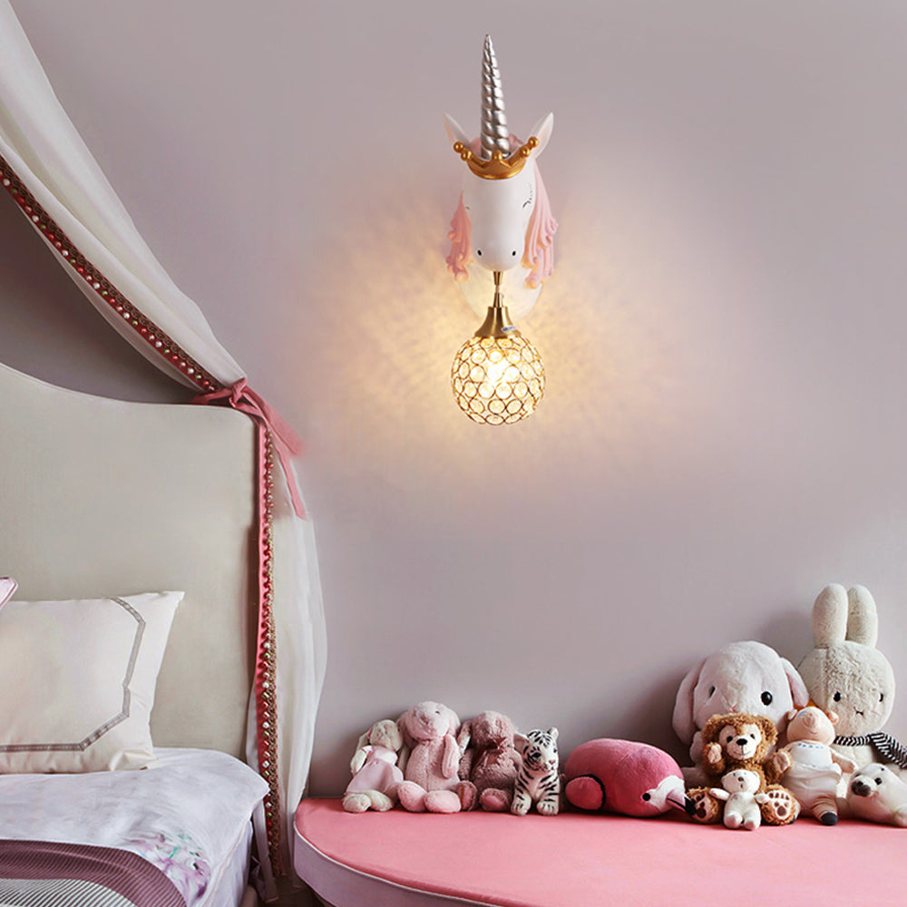Whimsical Pony Wall Lamp | Eco-Friendly Resin Design with Crystal Shade | Charming Wall Lights Indoor for Imaginative Children's Rooms 7