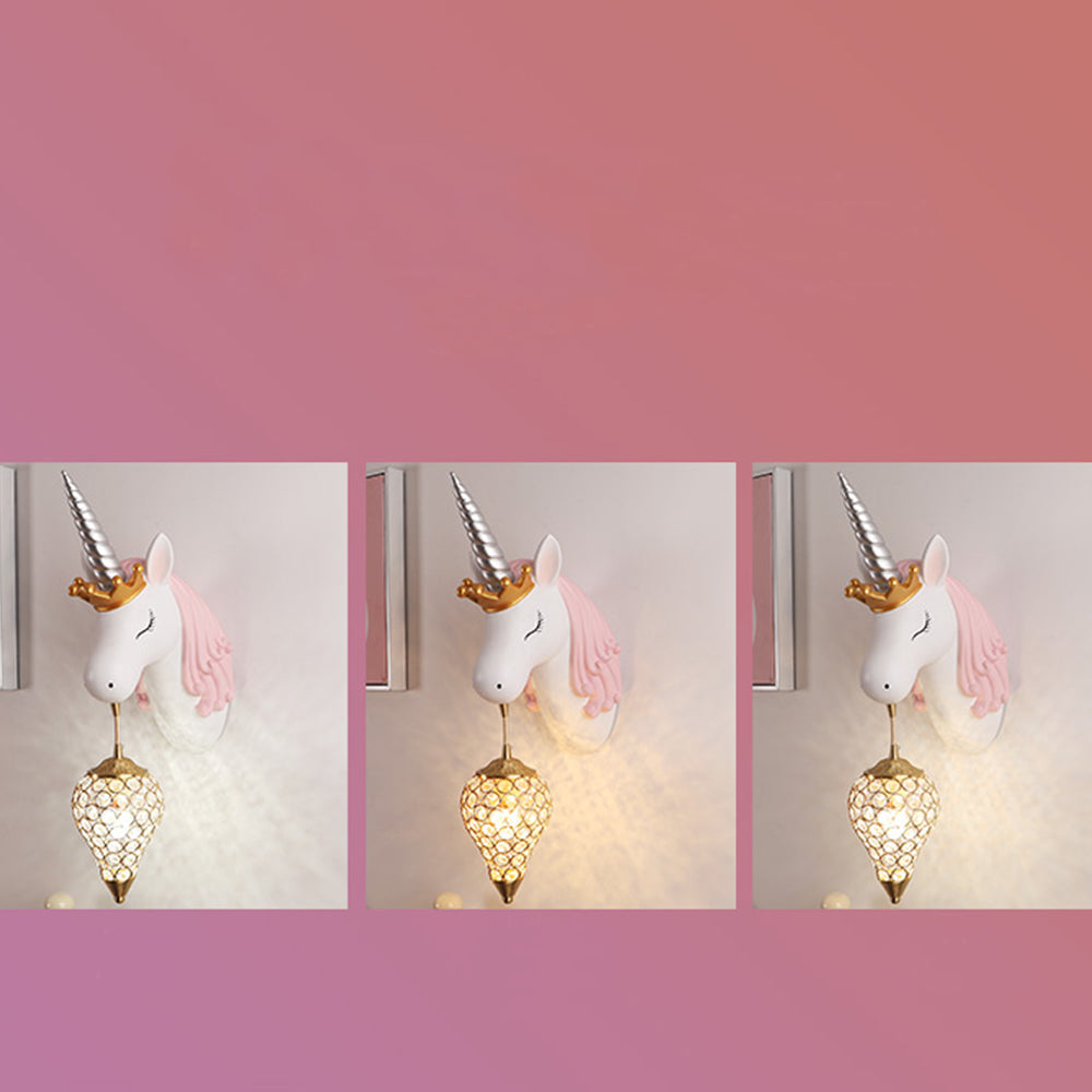 Whimsical Pony Wall Lamp | Eco-Friendly Resin Design with Crystal Shade | Charming Wall Lights Indoor for Imaginative Children's Rooms 8