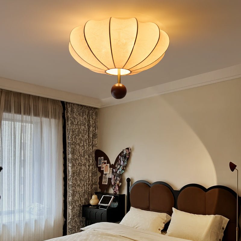 Willow Ceiling Light Fixture | Elegant LED Flush Mount Design with Fabric & Wood Accents for Timeless Ambiance 2