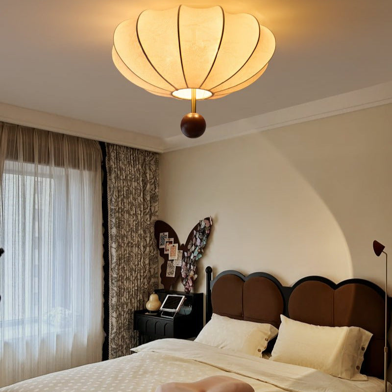 Willow Ceiling Light Fixture | Elegant LED Flush Mount Design with Fabric & Wood Accents for Timeless Ambiance 4
