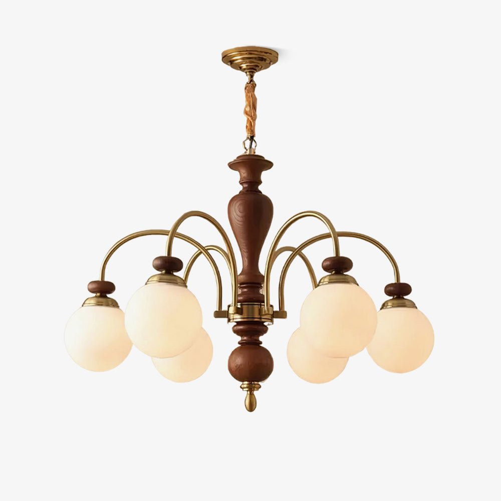 Solara Classic Wood Brass Chandelier