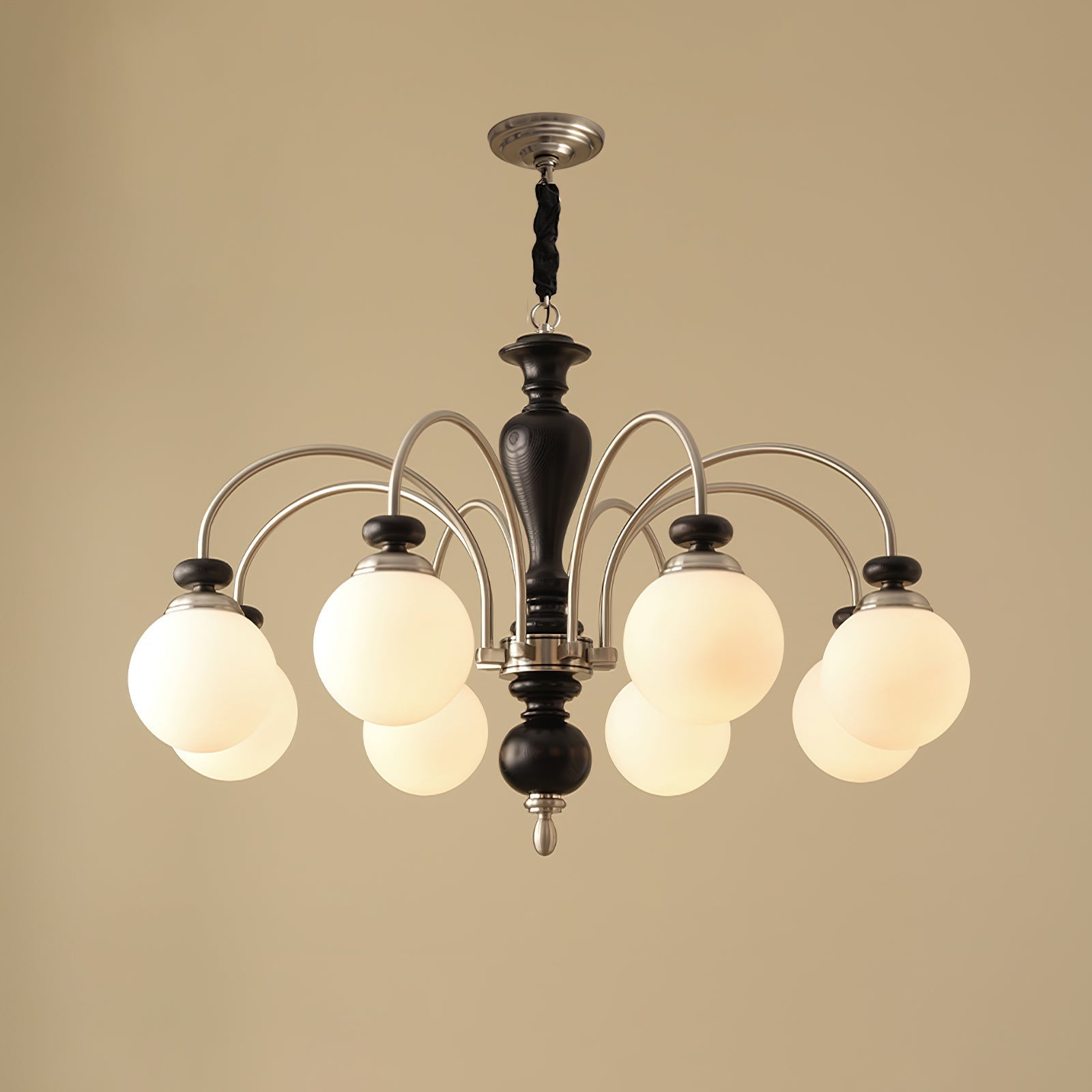 Solara Chandelier - 8 Heads Black Chrome
