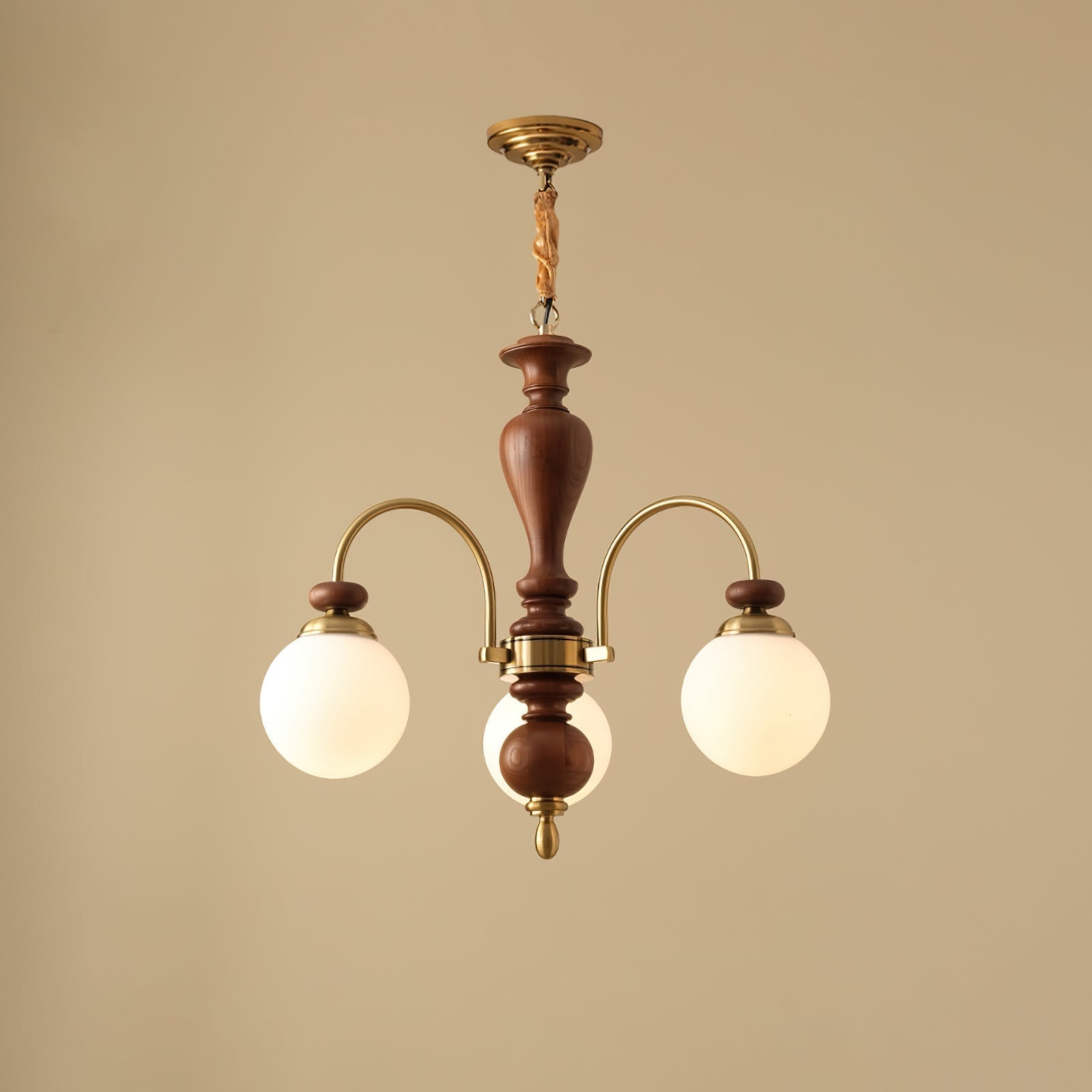 Solara Chandelier - 3 Heads Walnut Gold