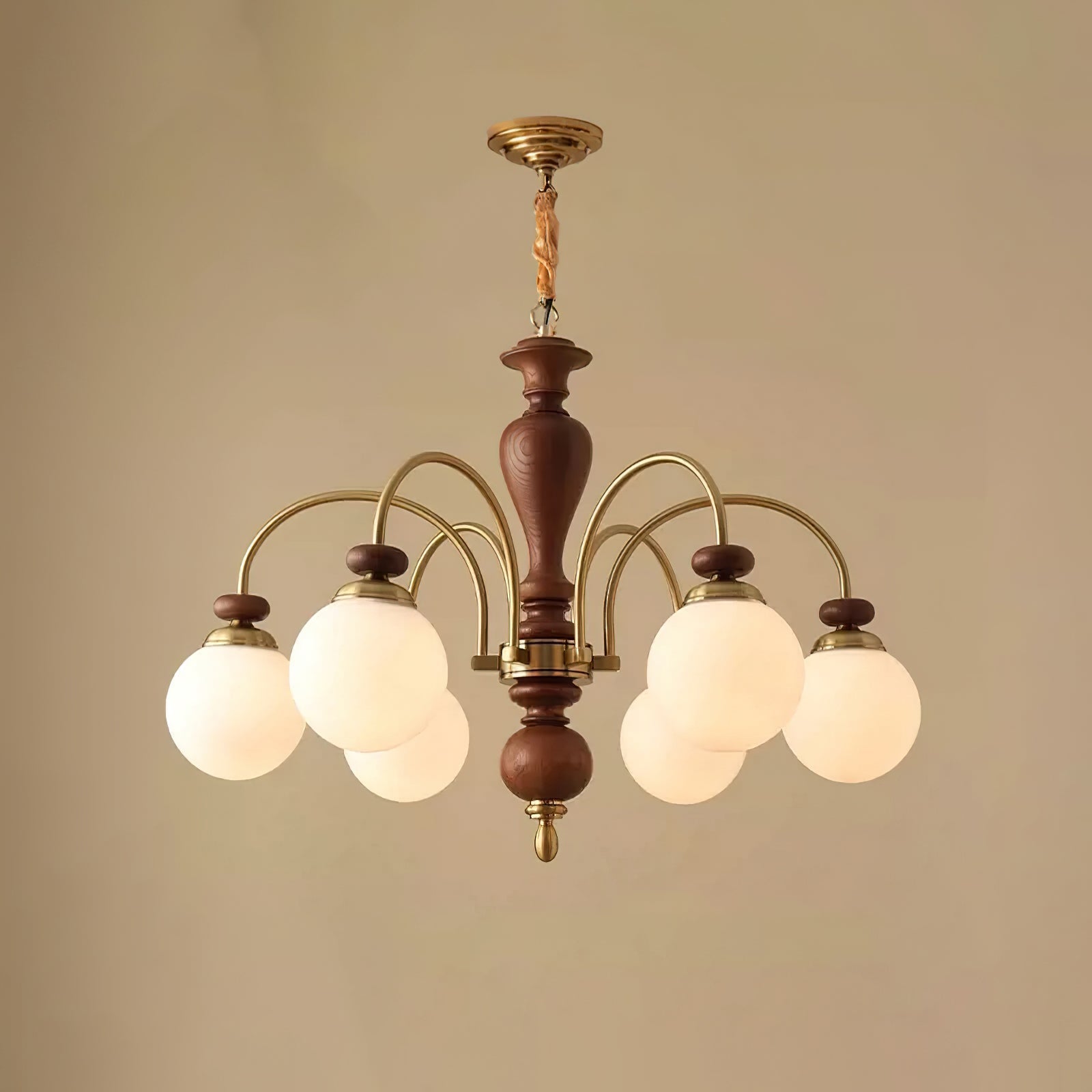 Solara Chandelier - 6 Heads Walnut Gold