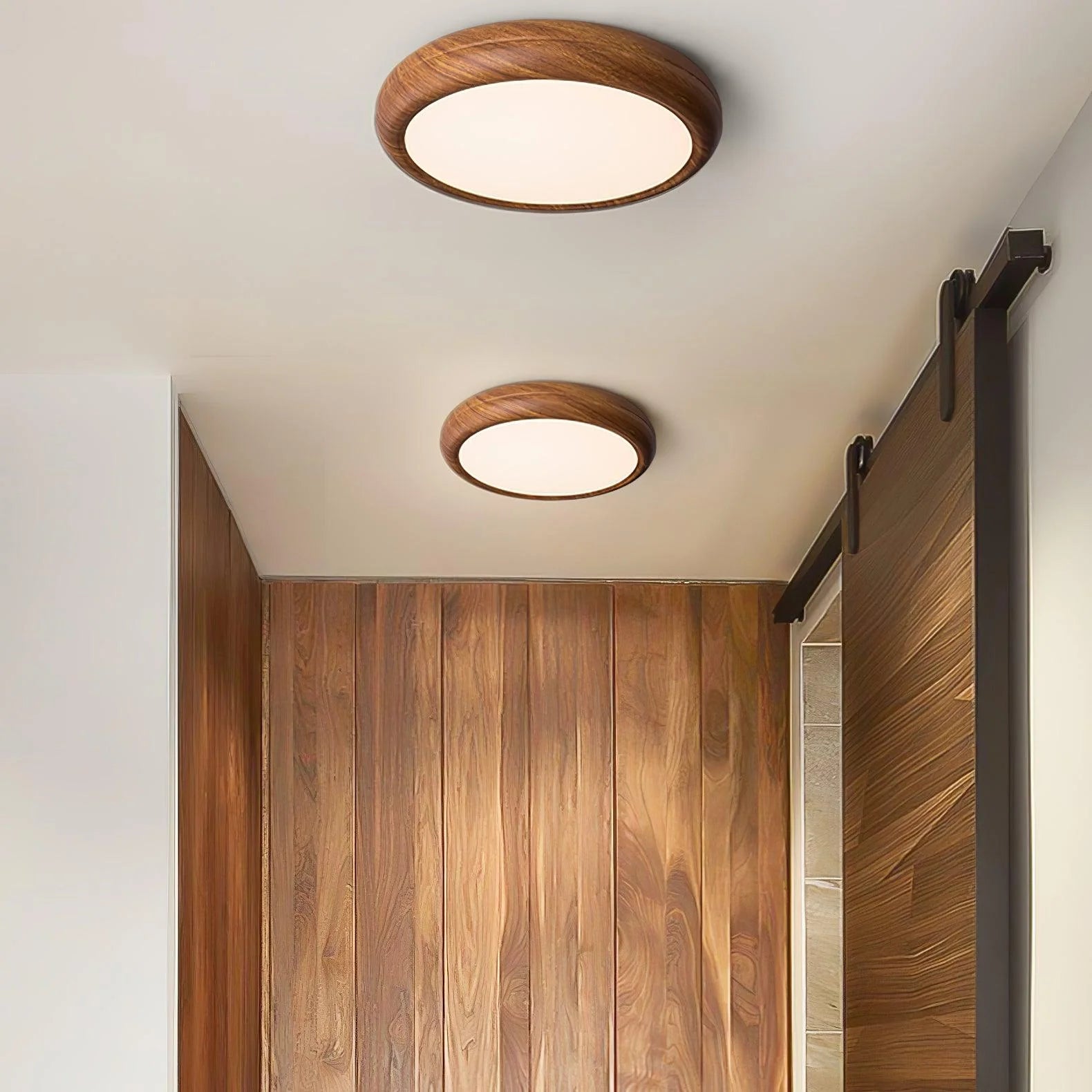 Muto Wood Grain Round Ceiling Light lifestyle