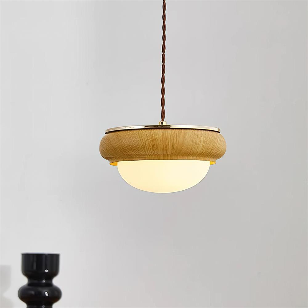 Wood Ring Pendant Lighting with Adjustable Height | Modern Design for Stylish Kitchen Illumination 10