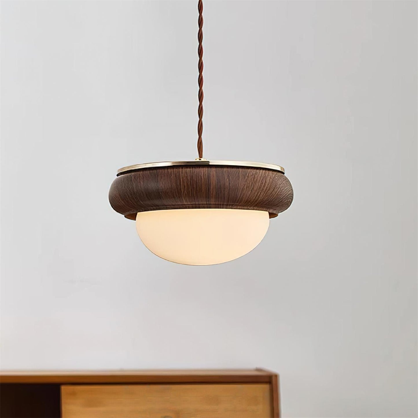 Wood Ring Pendant Lighting with Adjustable Height | Modern Design for Stylish Kitchen Illumination 3