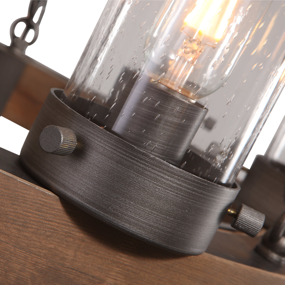 6-Light Wooden Wagon Wheel Light