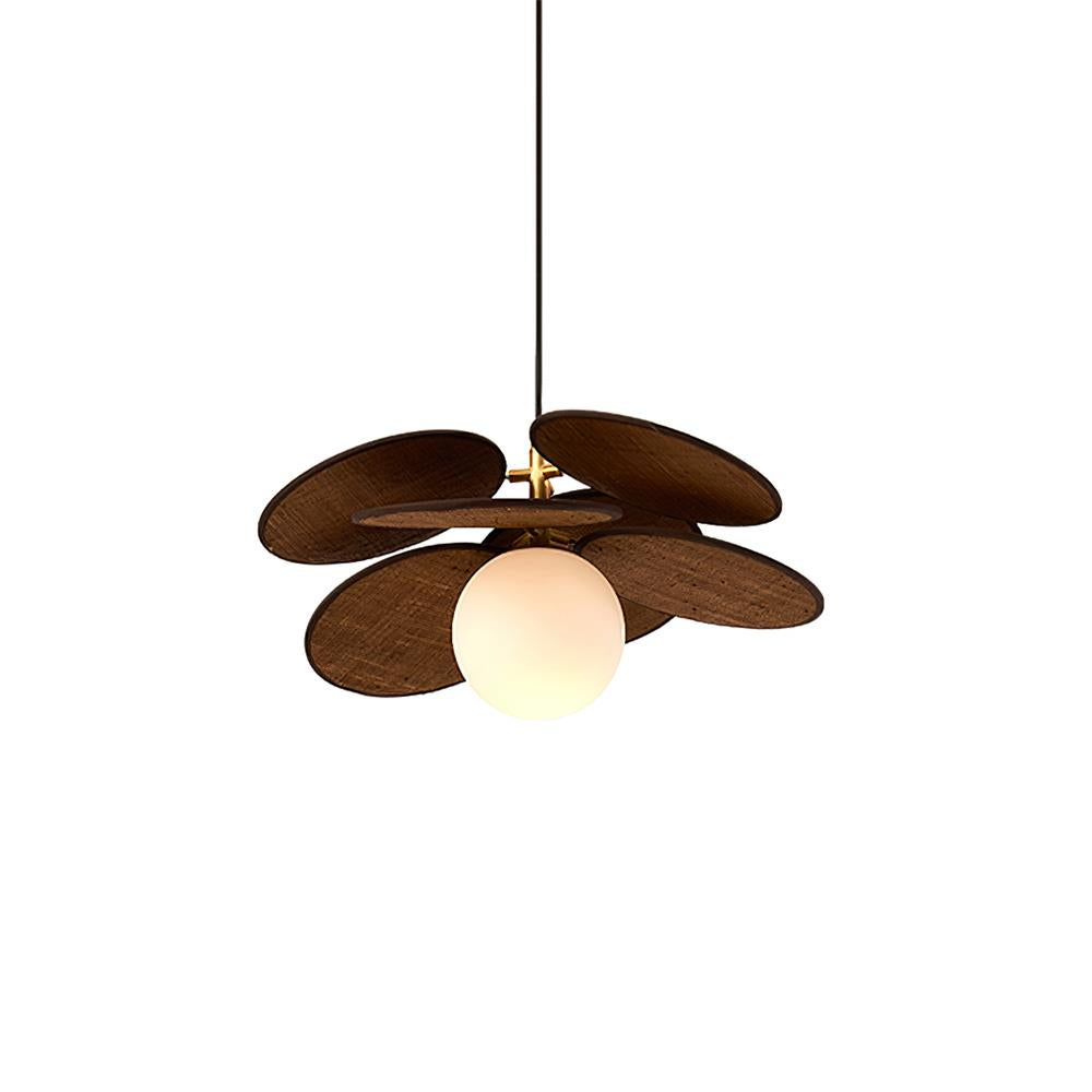 Wooden Petal Pendant Light with Soft Glass Orb | Modern Kitchen Pendant Lighting for Warm Ambiance 0