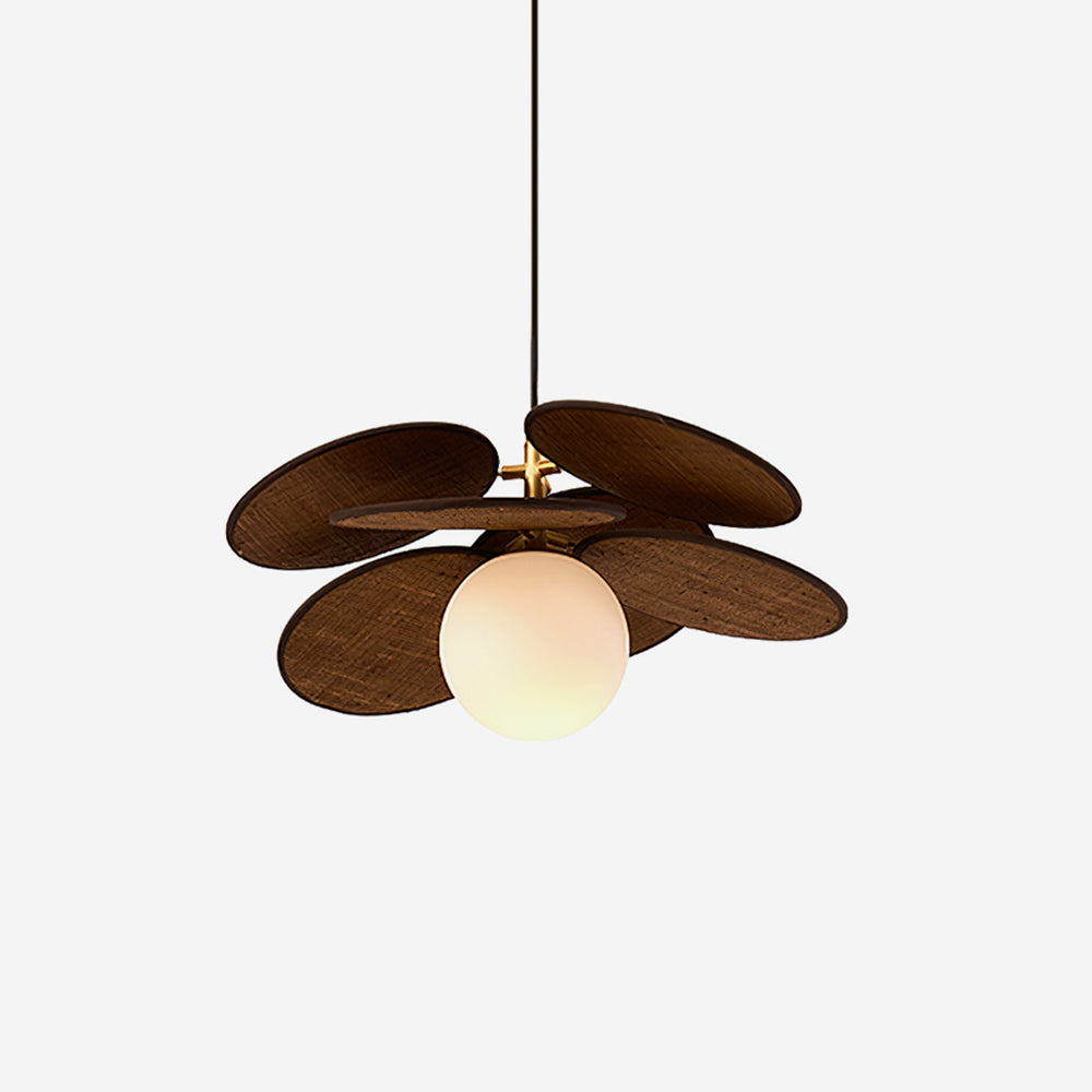 Wooden Petal Pendant Light with Soft Glass Orb | Modern Kitchen Pendant Lighting for Warm Ambiance 1