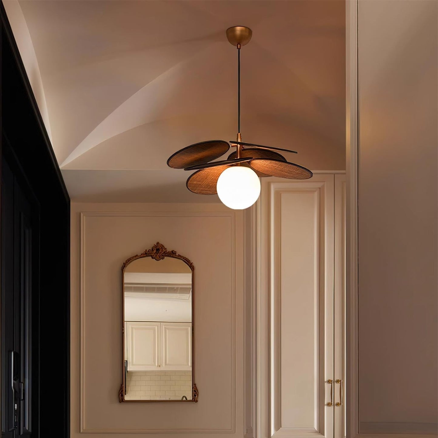 Wooden Petal Pendant Light with Soft Glass Orb | Modern Kitchen Pendant Lighting for Warm Ambiance 7