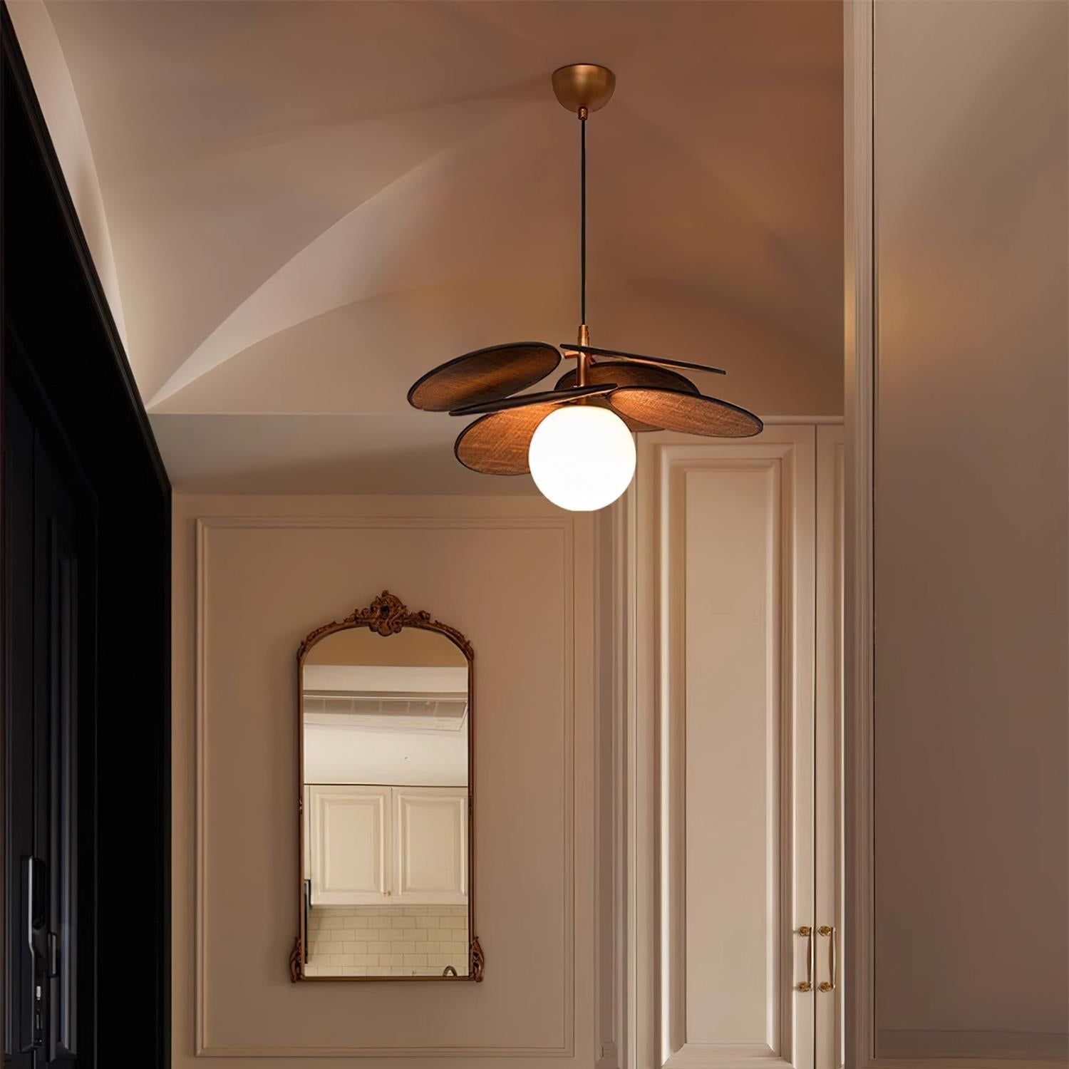 Wooden Petal Pendant Light with Soft Glass Orb | Modern Kitchen Pendant Lighting for Warm Ambiance 7