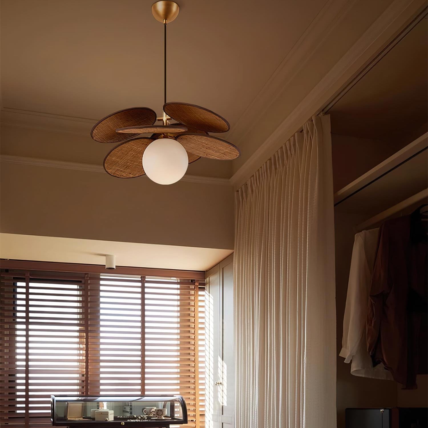 Wooden Petal Pendant Light with Soft Glass Orb | Modern Kitchen Pendant Lighting for Warm Ambiance 8