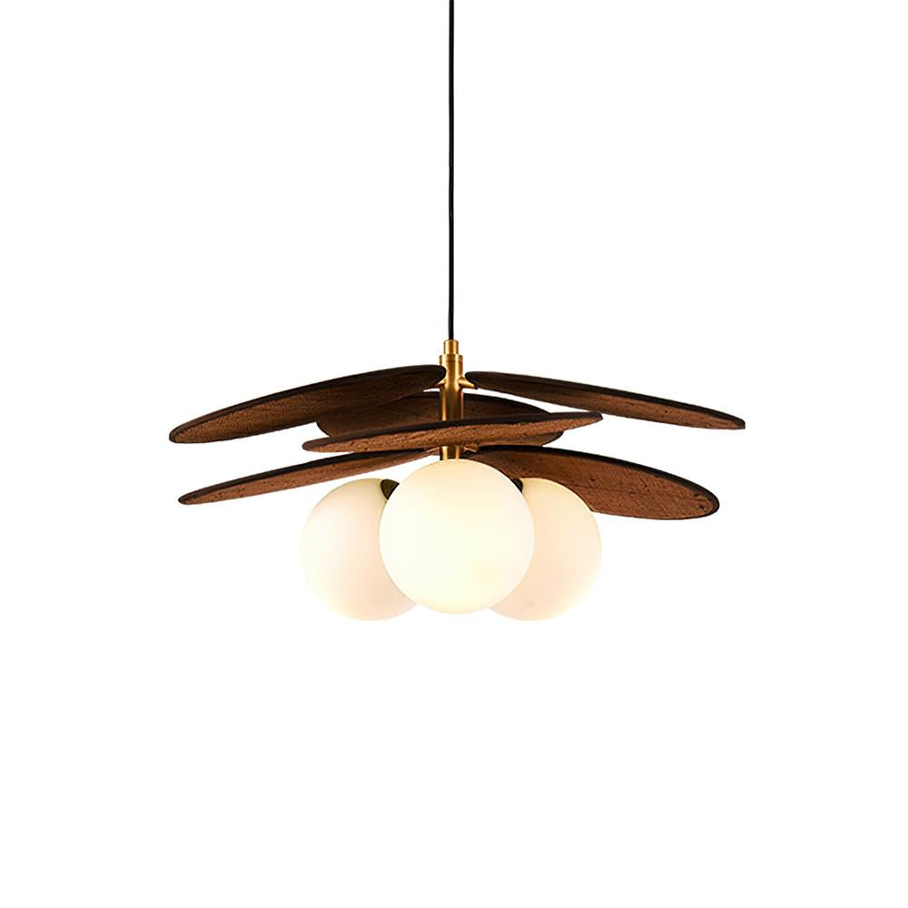 Wooden Petal Pendant Light with Soft Glass Orb | Modern Kitchen Pendant Lighting for Warm Ambiance 9