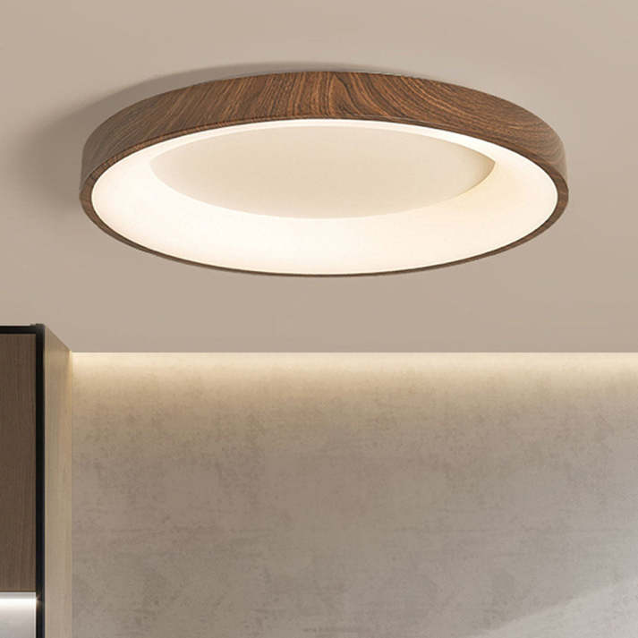 WoodlandAura | Elegant Natural Wood Flush Mount Ceiling Light Fixture 1