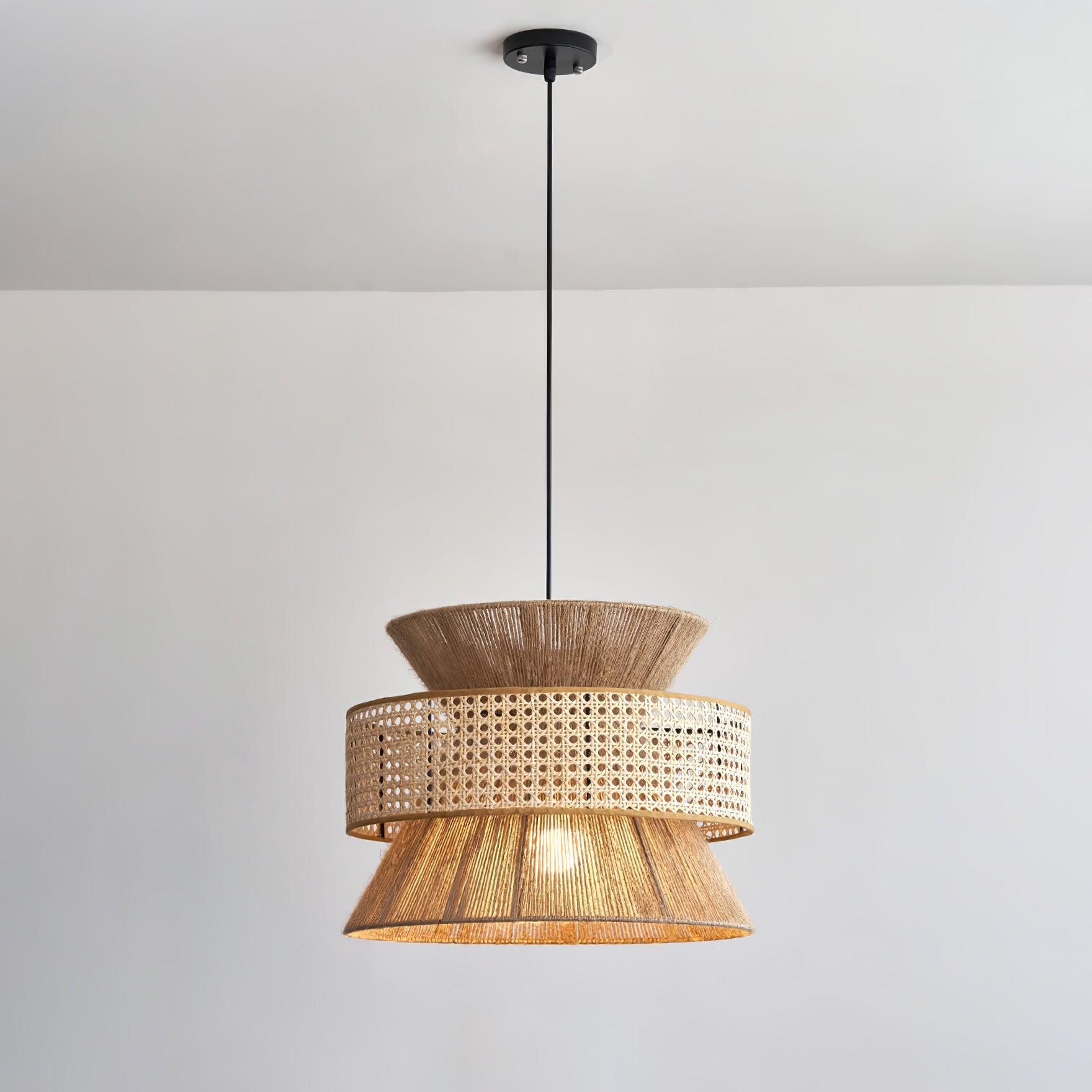 Woven Rattan Pendant Light with Adjustable Height | Natural Design for Cozy Kitchen Pendant Lighting 0