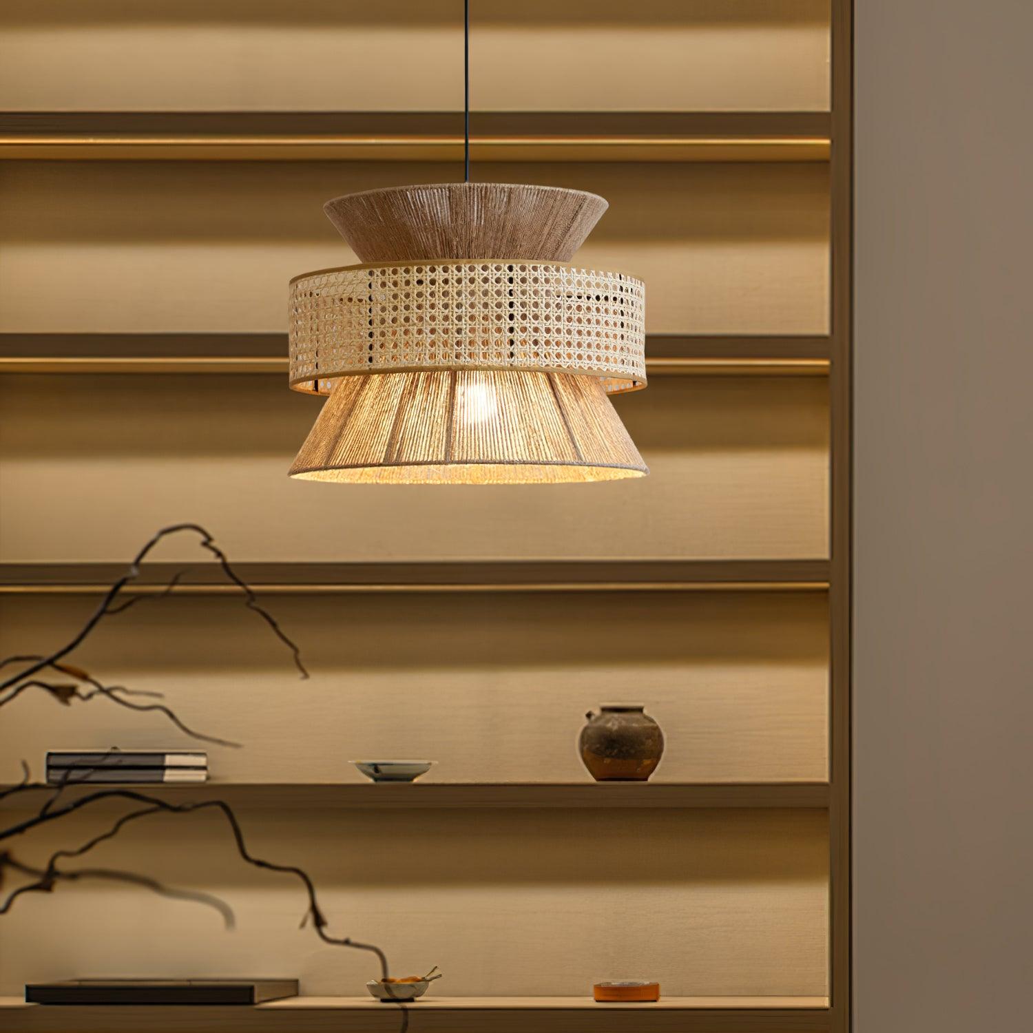 Woven Rattan Pendant Light with Adjustable Height | Natural Design for Cozy Kitchen Pendant Lighting 2