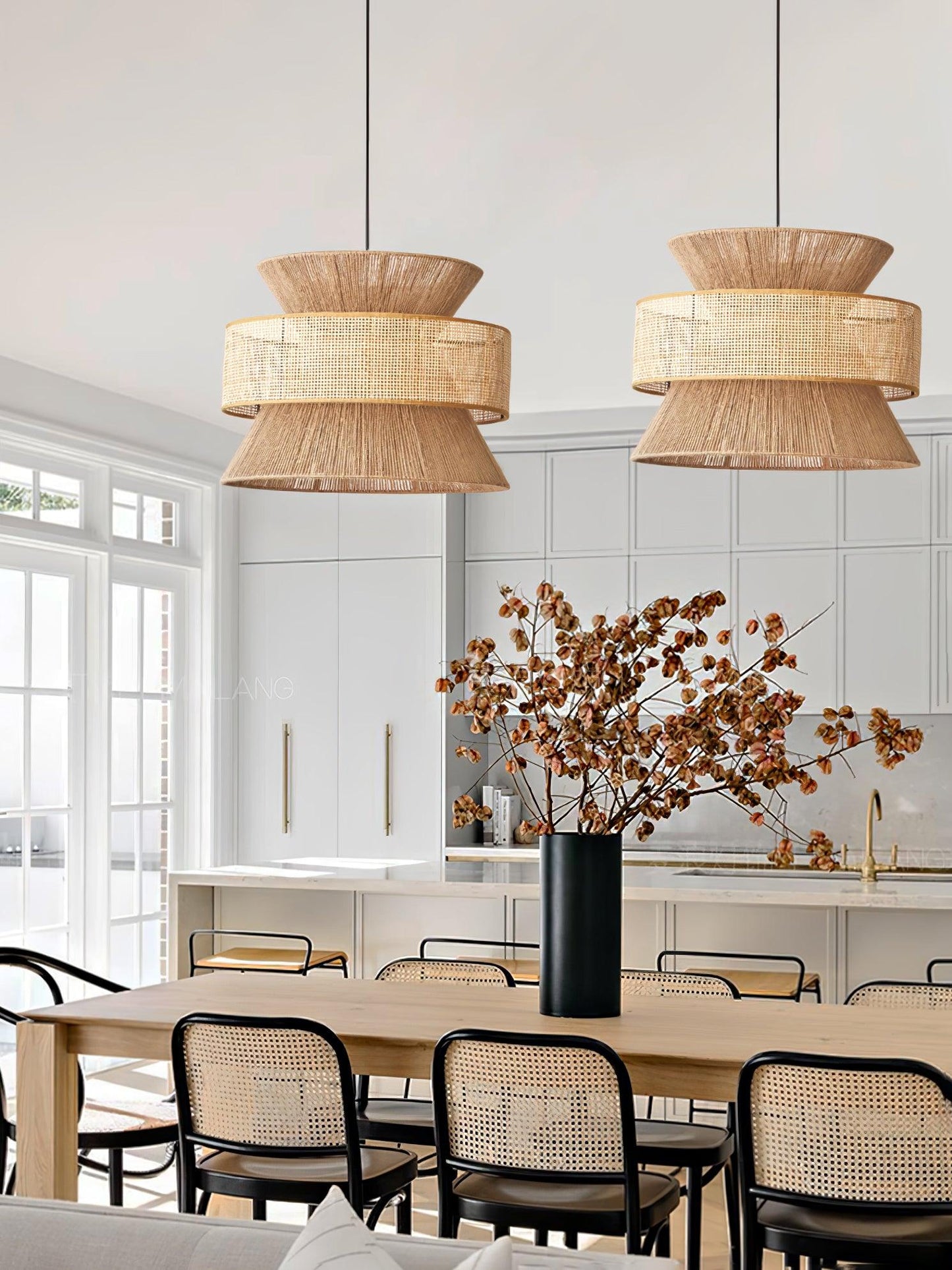 Woven Rattan Pendant Light with Adjustable Height | Natural Design for Cozy Kitchen Pendant Lighting 3