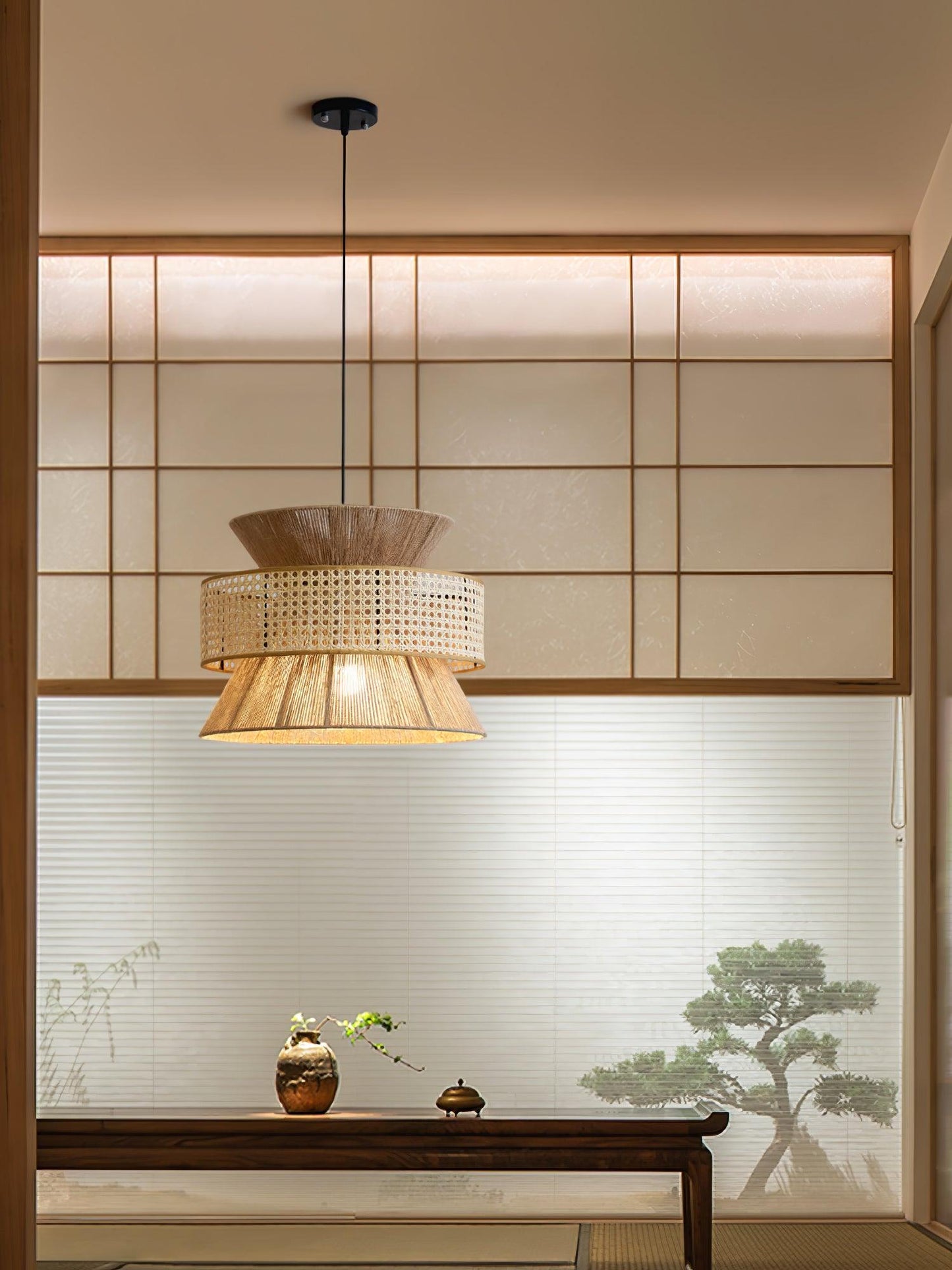 Woven Rattan Pendant Light with Adjustable Height | Natural Design for Cozy Kitchen Pendant Lighting 4