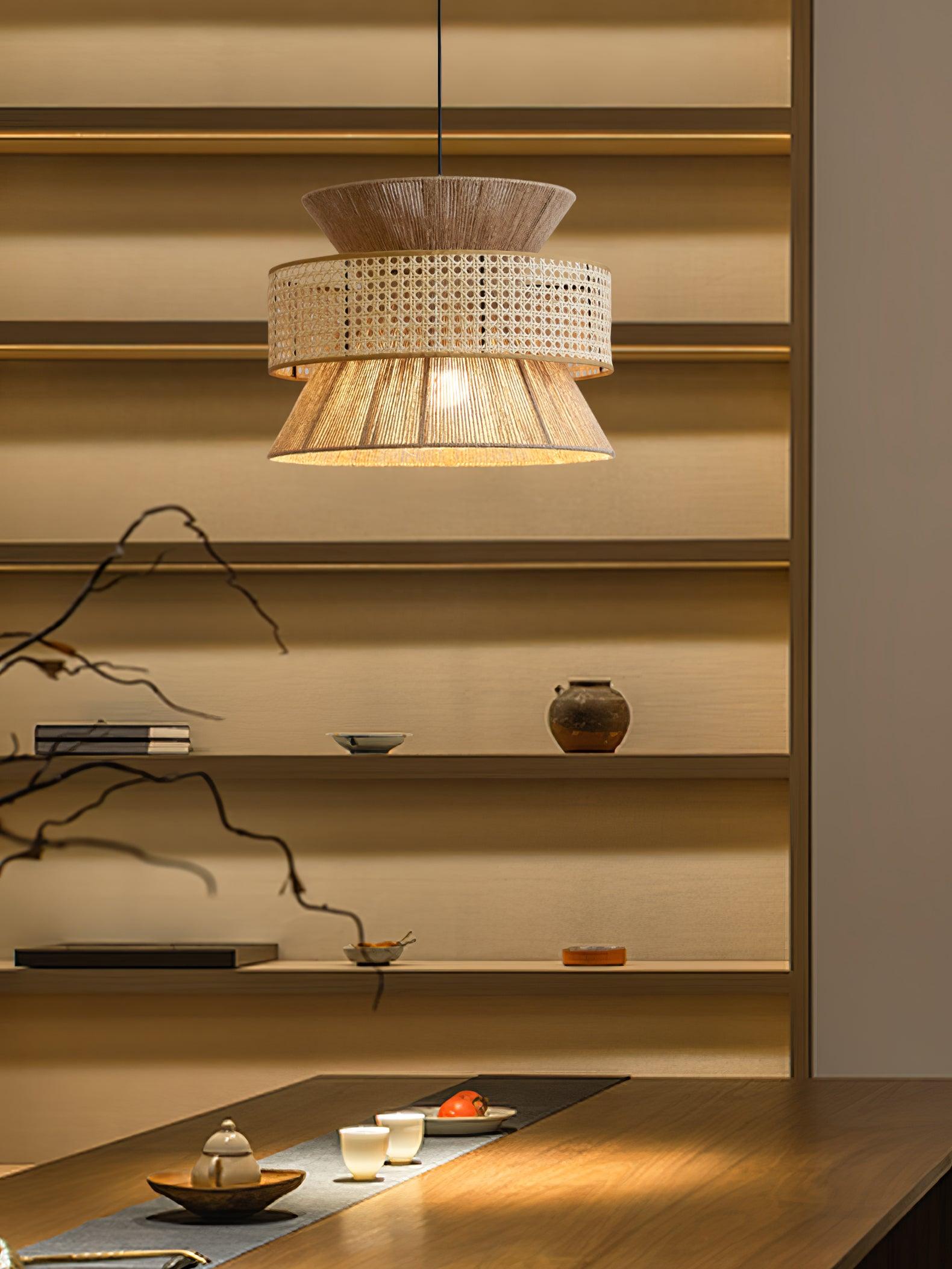 Woven Rattan Pendant Light with Adjustable Height | Natural Design for Cozy Kitchen Pendant Lighting 6