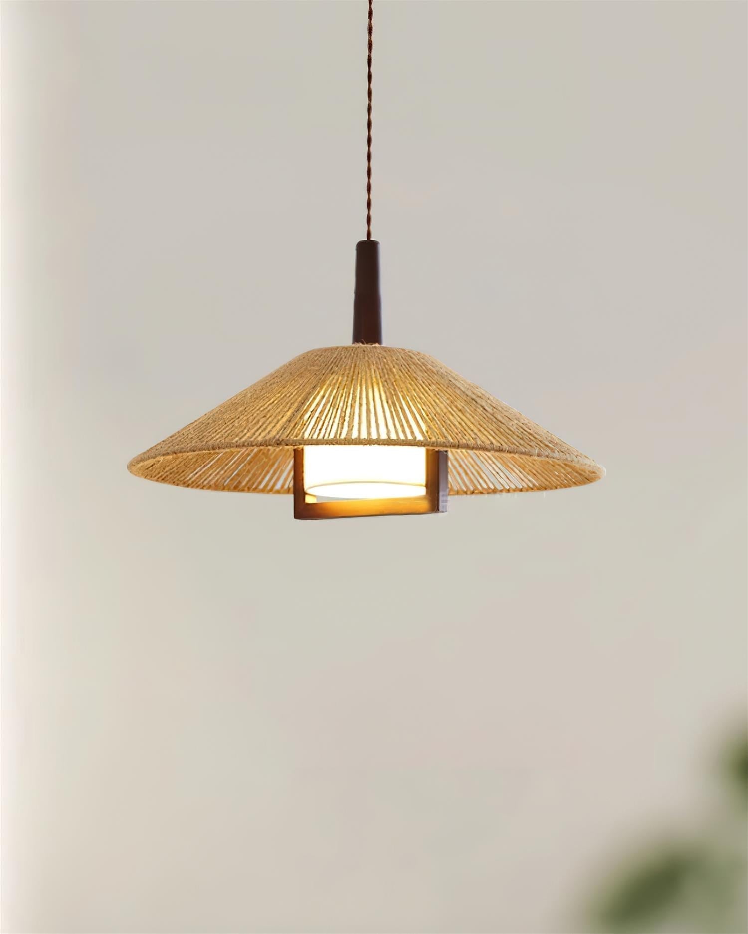 Woven Rattan Pendant Light with Adjustable Height | Stylish Hemp Rope Design for Modern Kitchen Island 2
