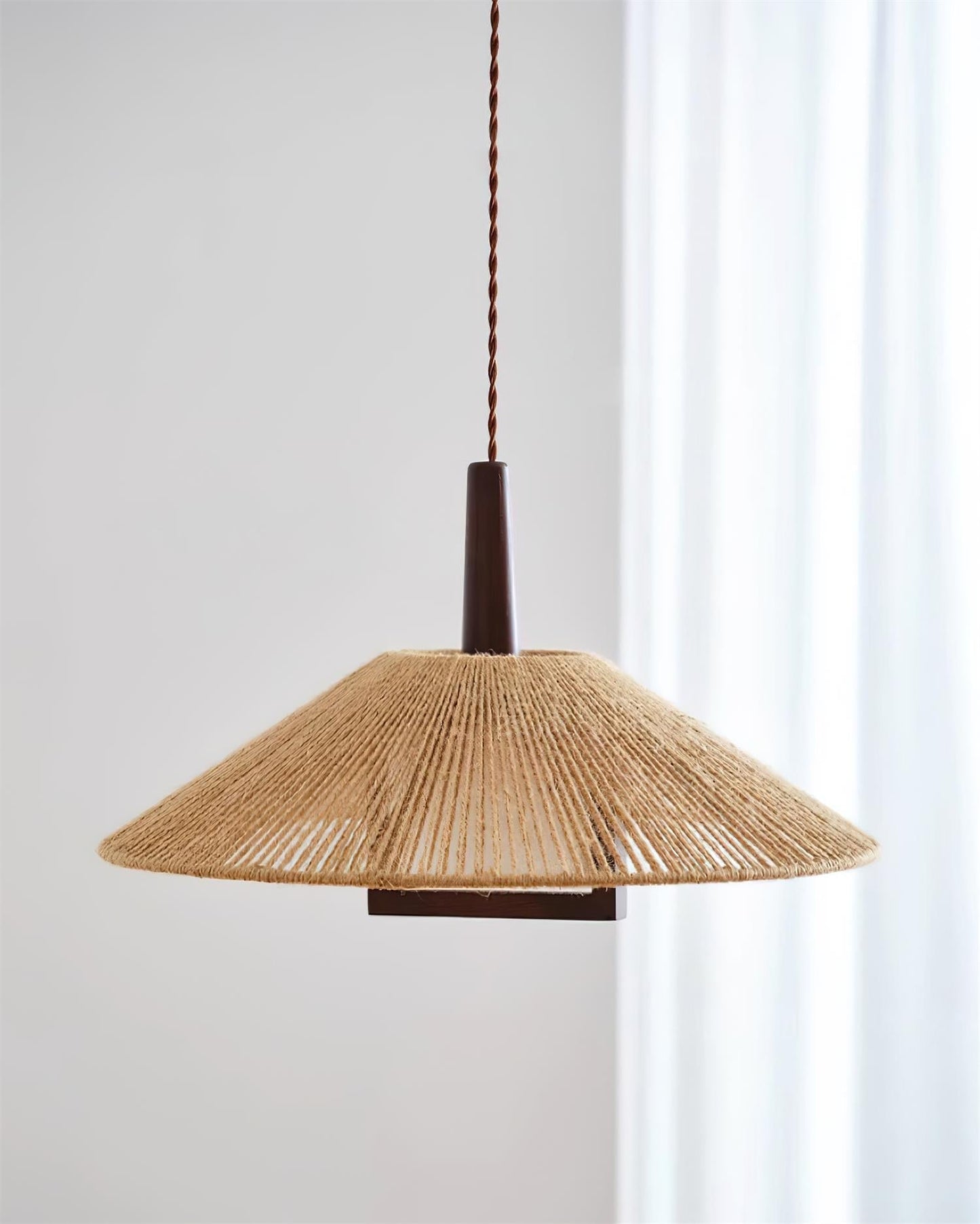 Woven Rattan Pendant Light with Adjustable Height | Stylish Hemp Rope Design for Modern Kitchen Island 7