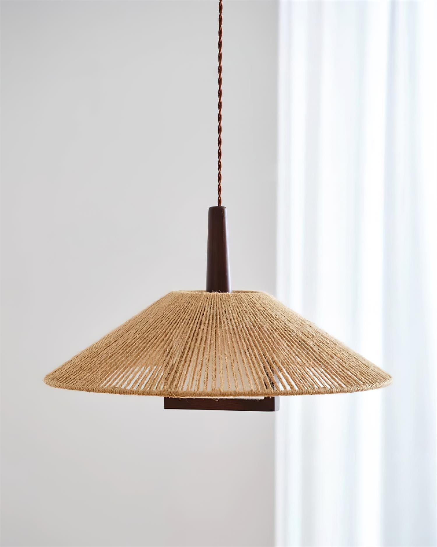 Woven Rattan Pendant Light with Adjustable Height | Stylish Hemp Rope Design for Modern Kitchen Island 7