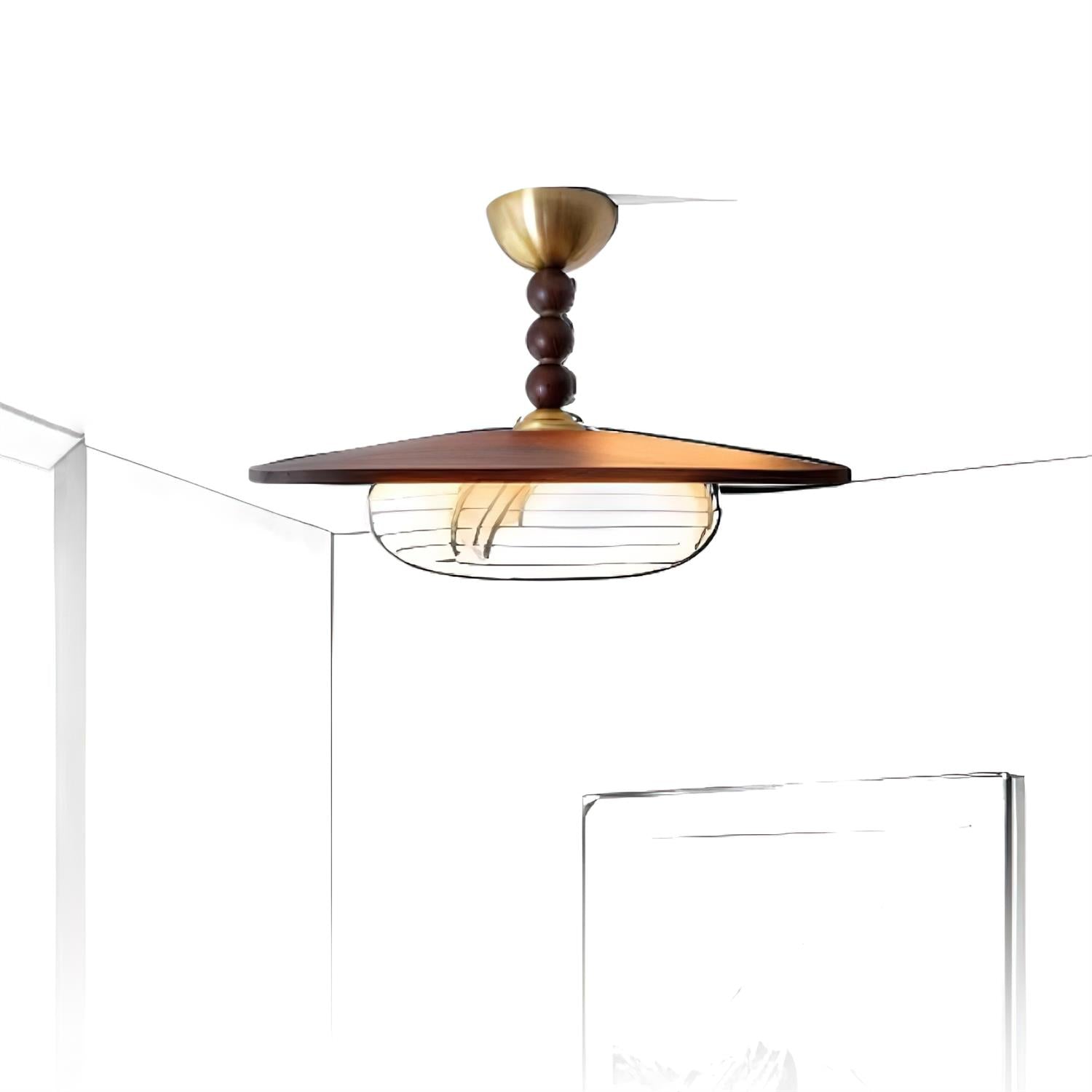 Yeste | Ceiling Light with Walnut Wood & Imitation Alabaster Diffuser | Elegant Illumination for Dining and Living Spaces 8