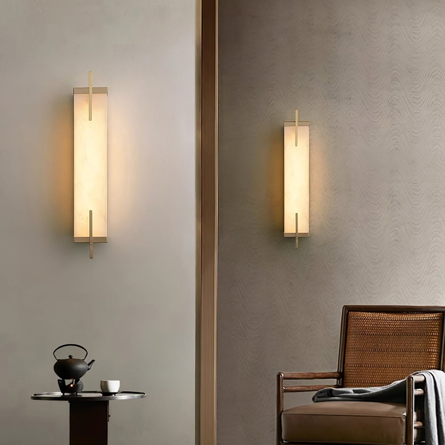 Zenith | Alabaster Wall Light with Minimalist Frame | Elegant Illumination for Contemporary Spaces 7