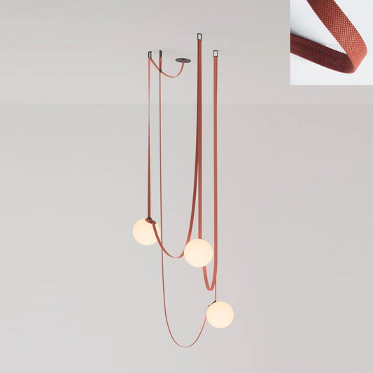 Zephira | Glass Pendant Light with Geometric Leather Design | Adjustable Height for Elegant Kitchen Lighting 0