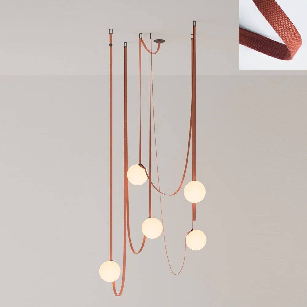 Zephira | Glass Pendant Light with Geometric Leather Design | Adjustable Height for Elegant Kitchen Lighting 13