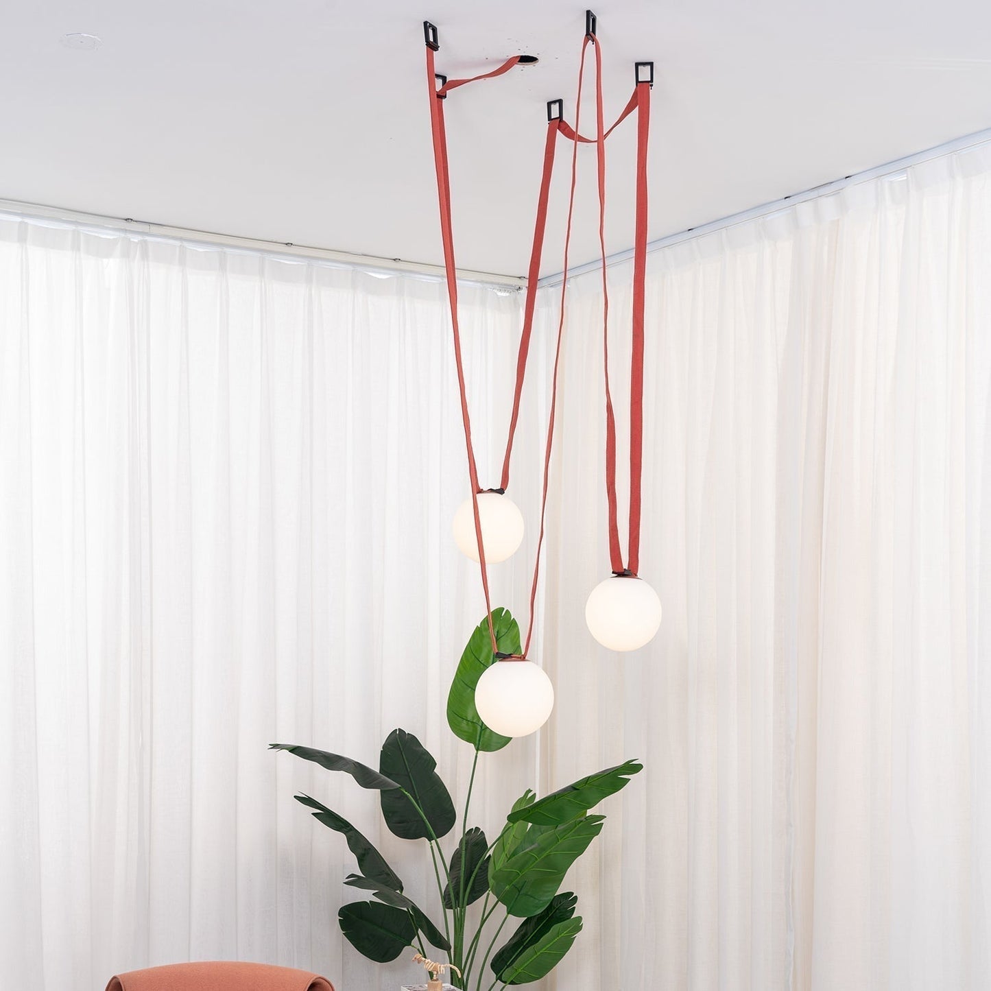 Zephira | Glass Pendant Light with Geometric Leather Design | Adjustable Height for Elegant Kitchen Lighting 4