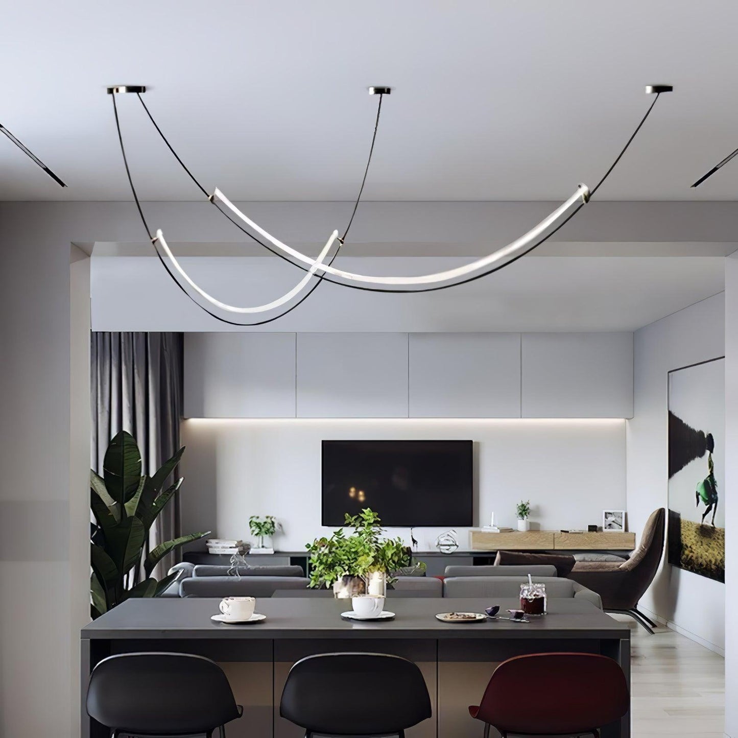 Zephira | Modern Pendant Light with Curved LED Design | Stylish Illumination for Dining and Living Areas 6